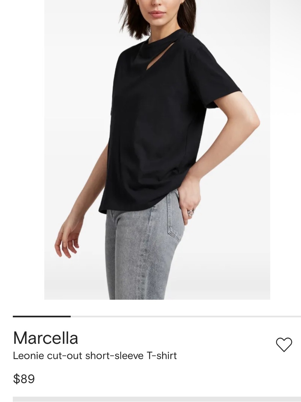 Marcella Leonie Cut-Out Short Sleeve Tee in Black 100% Organic Cotton Size XXXL